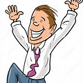 Clip Art of a Male Teacher Jumping for Joy