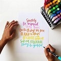 Coloured Markers with Hand Lettering Quotes