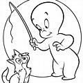 Coloring Pages Halloween Cat and Ghost