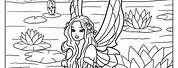 Coloring Pages with Fairies at Night in Forest