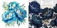 Dark Blue Peony Clip Art