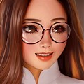 Digital Art Anime Girl Glasses