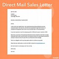 Direct Sales Letter Sample