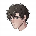 Drawing of Anime Boy with Curly Hair Brown