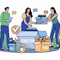 Drawing of Giving Relief Goods