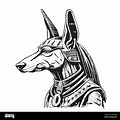 Egyptian Anubis Black and White Drawing