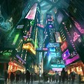 Futuristic City Cyberpunk Style