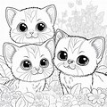 Fluffy Cats and Kittens Coloring Pages