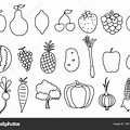 Fruits and Vegetables Simple Illustration Outline