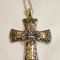 Gold and Silver Fleur De Lis Cross