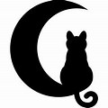 Halloween Cat Silhouette Painting in Moon