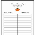 Halloween Class Party Sign Up Sheet