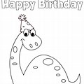 Happy Birthday Black and White Image with Dinosaur