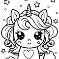 Kawaii Unicorn Coloring Sheets