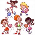 Kids Playing Dodgeball Cartoon