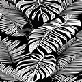 Leaf Pattern Black and White Artsy Line