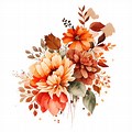 Leaf and Flower Watercolor Clip Art