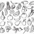 Line Drawings of Fruits and Vegetables