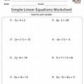 Linear Equations Worksheet with Answer Key