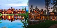 Log Cabin Mansion On Lake