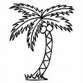 Palm Tree with Family below Coloring Page