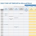 Personal Task List Template Word