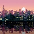 Pixel Art City Background