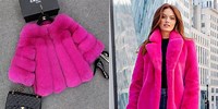 Plus Size Hot Pink Fur Coat