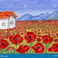 Provencal House and Red Poppies Painting