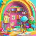 Reading Room Cartoon Background