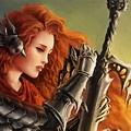 Red Hair Female Warrior Art