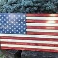 Red White and Blue Wood Flag