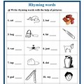 Rhyming Words Worksheet Fill in Blanks