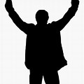 Silhouette of Man Hands Up Clip Art