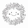 Smiley-Face Wreath Outline