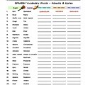 Spanish Vocab List Template