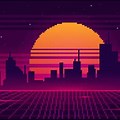 Vaporwave Pixel Art Background