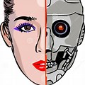 Vector Illustration Cyborg Face