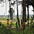 Village Scene of Children Playing Together