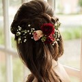 Wedding Hair with Dusty Rose Flowers