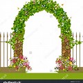 Wooden Archway in a Meadow Clip Art