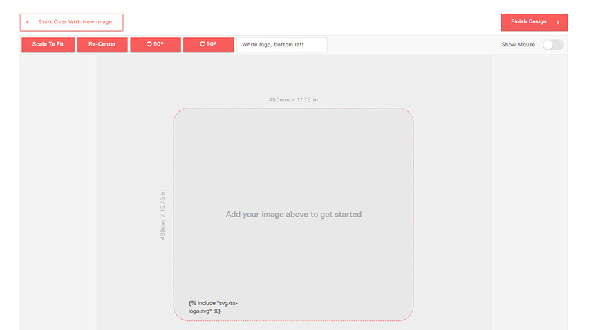 Image editor for custom mousepad app