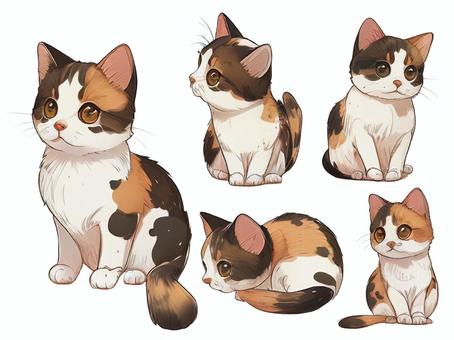 Calico cat _ anime _ set, san mao cat, anime, set, JPG and PNG