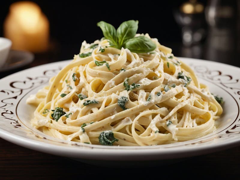 Michelin starred and Italian Fettucini Alfredo premium at fine dining restaurant