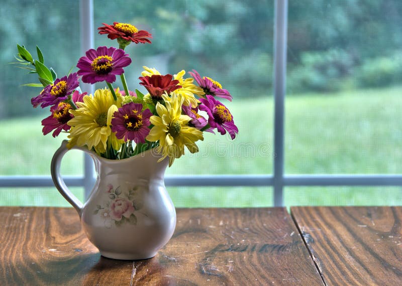 Vase of freshly cut flowers