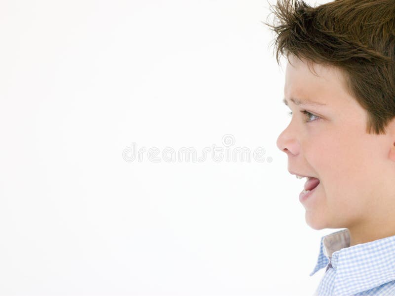 Young boy with mouth open stock images