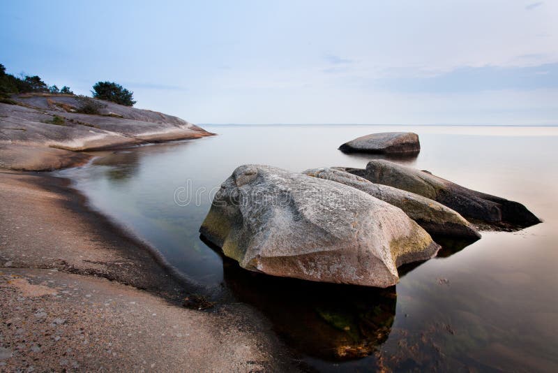 Stones in calm sea