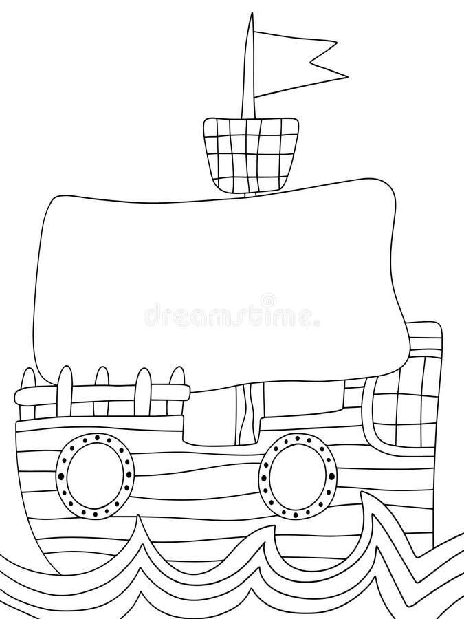 Cartoon ship coloring page stock vector illustration