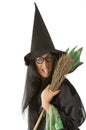 Ugly witch with broom