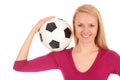 Woman holding soccer ball